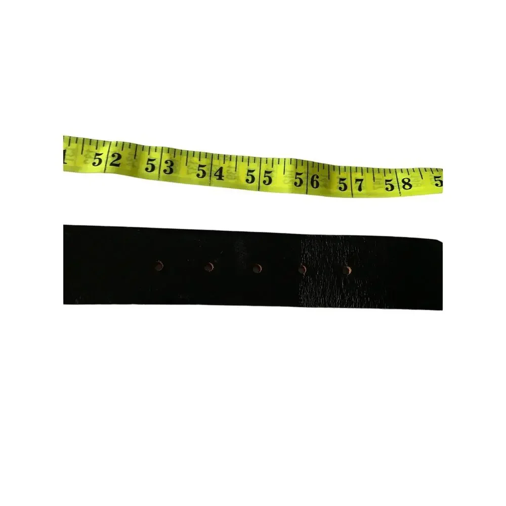 Mens Black Leather Belt Top Grain Oil Tan Leather Belt Square Buckle Size 56 Z6